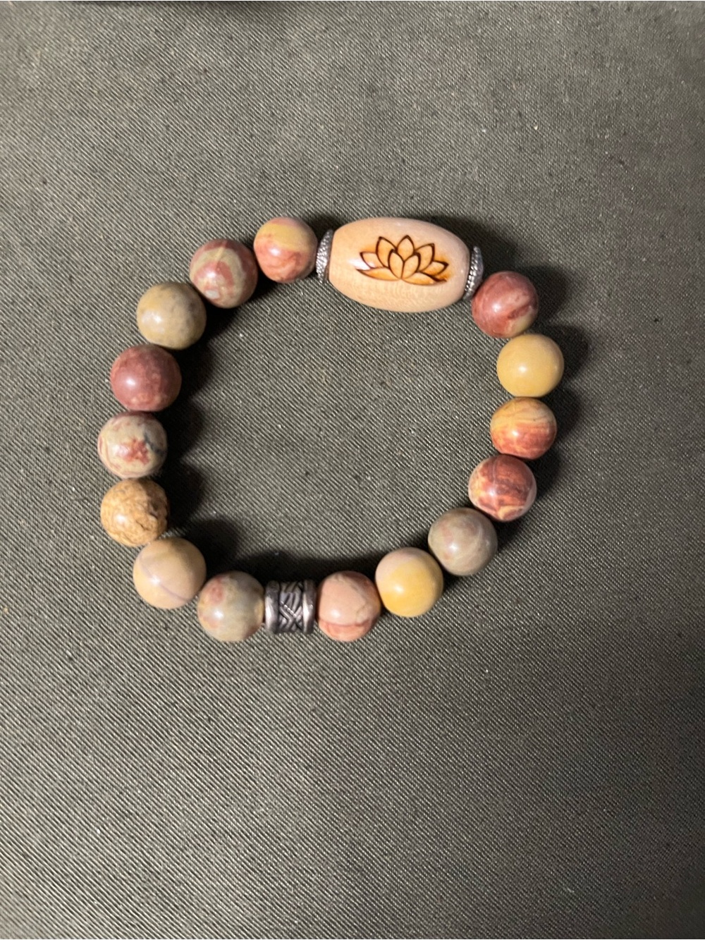 Lotus Bead Stretch Bracelet in MN Mixed Earth Tones
